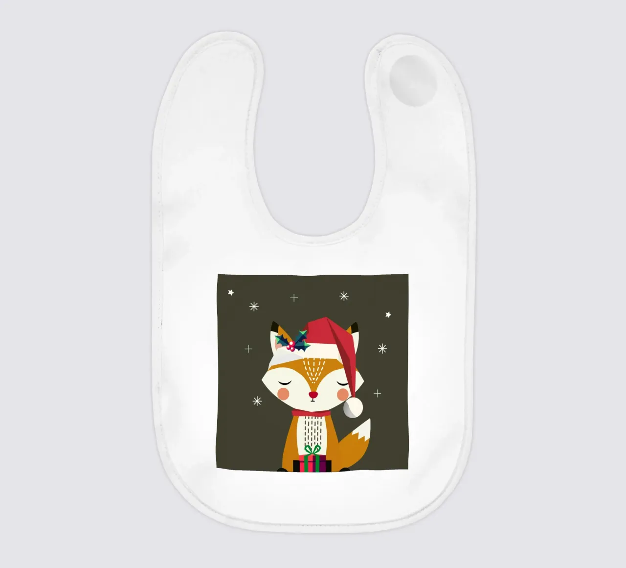 Simpatica volpe con cappello e regalo di Natale bavaglino da namosh