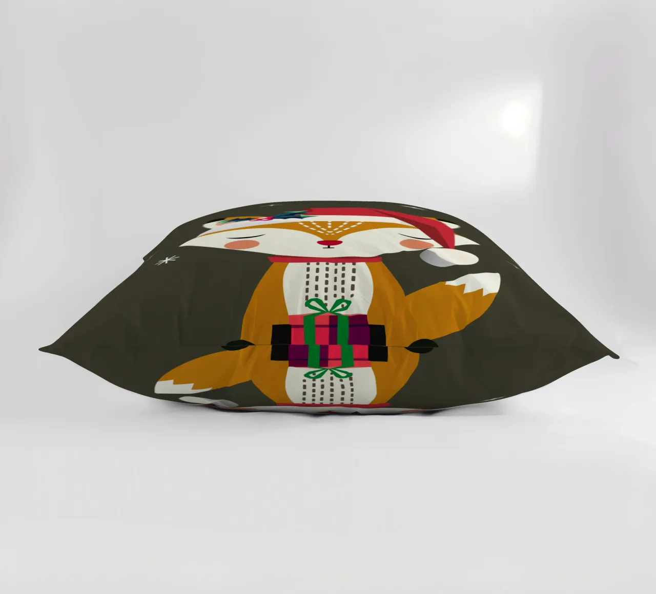 Simpatica volpe con cappello e regalo di Natale cuscino da namosh