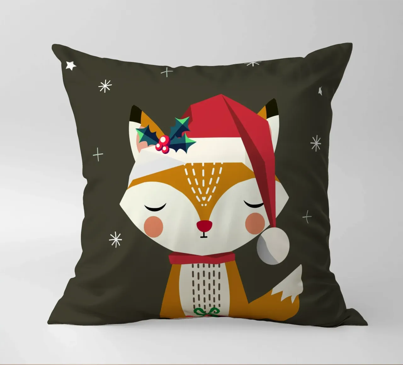 Simpatica volpe con cappello e regalo di Natale cuscino da namosh