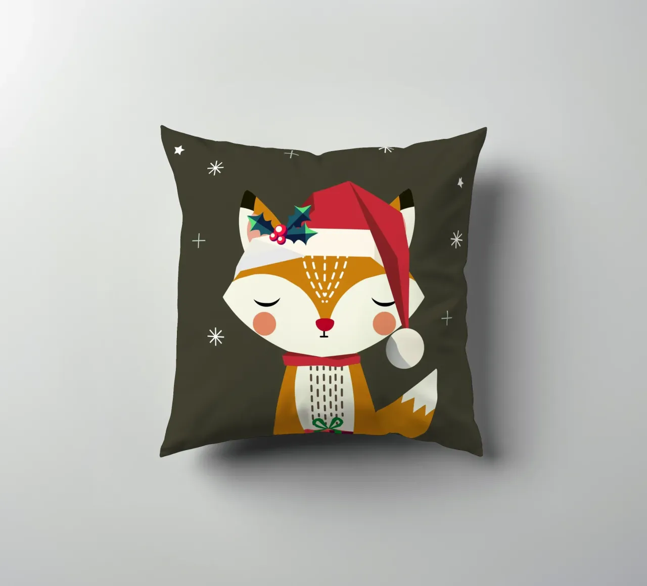 Simpatica volpe con cappello e regalo di Natale cuscino da namosh