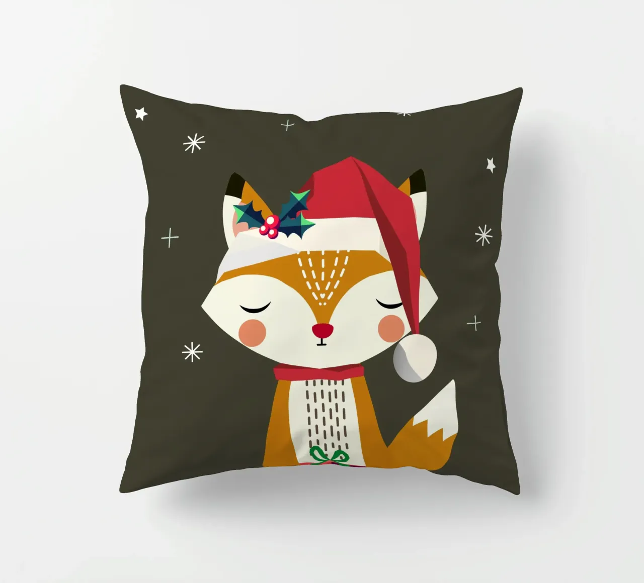 Simpatica volpe con cappello e regalo di Natale cuscino da namosh