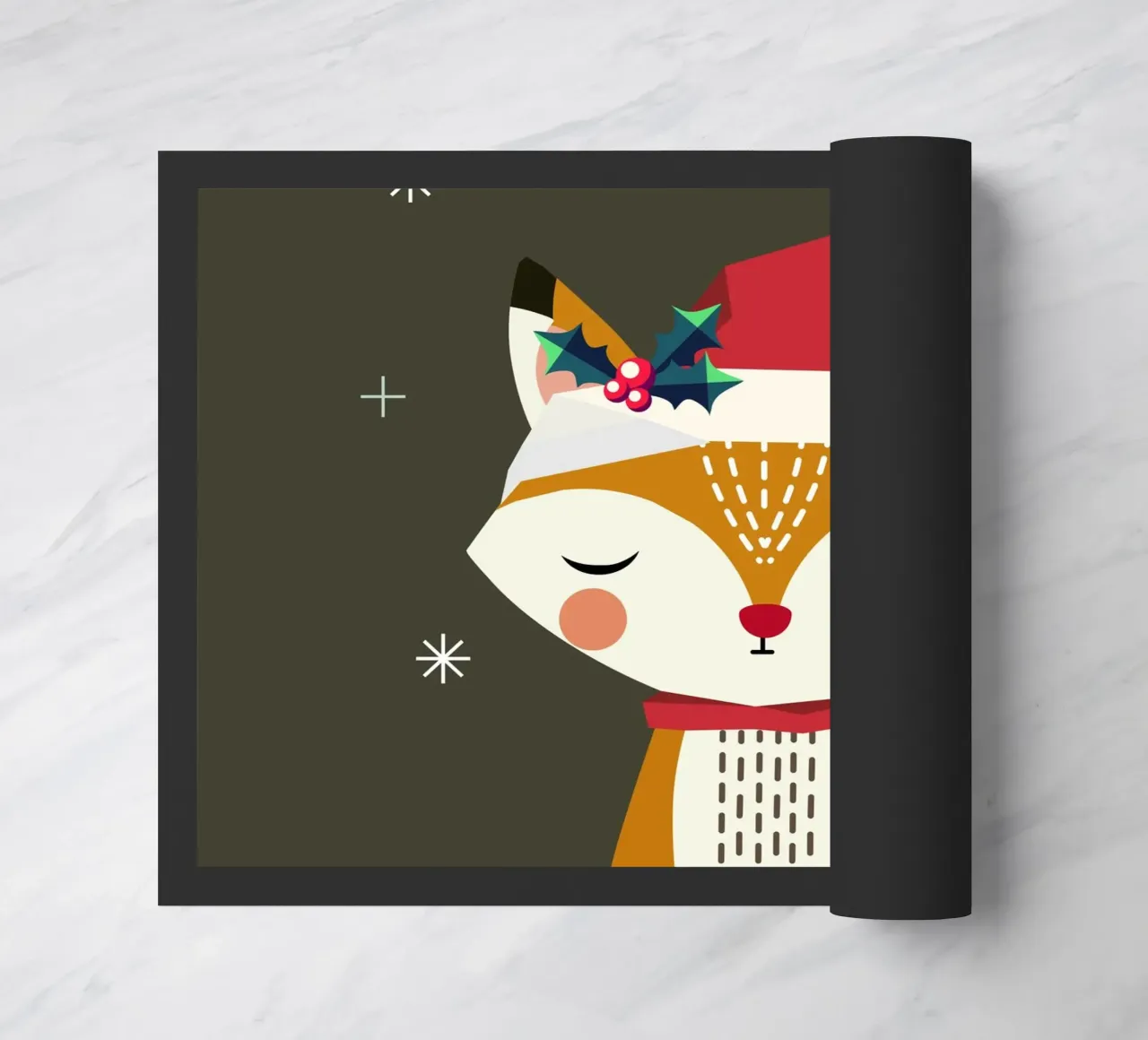 Simpatica volpe con cappello e regalo di Natale zerbino da namosh