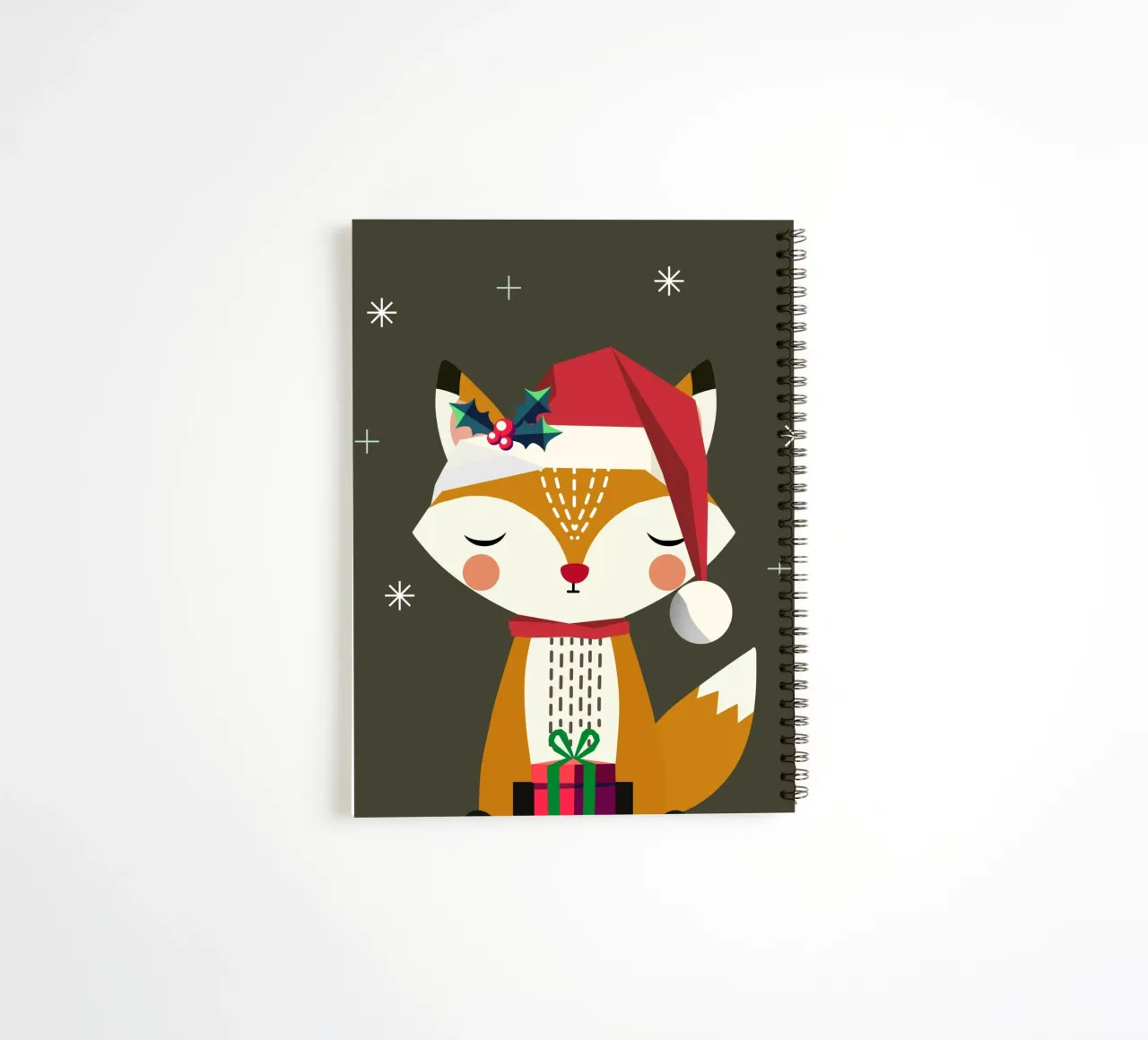 Simpatica volpe con cappello e regalo di Natale diario ad anelli da namosh