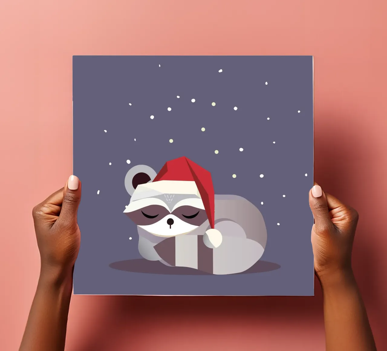Sleeping Santa raccoon-Christmas design sticker sheet by namosh