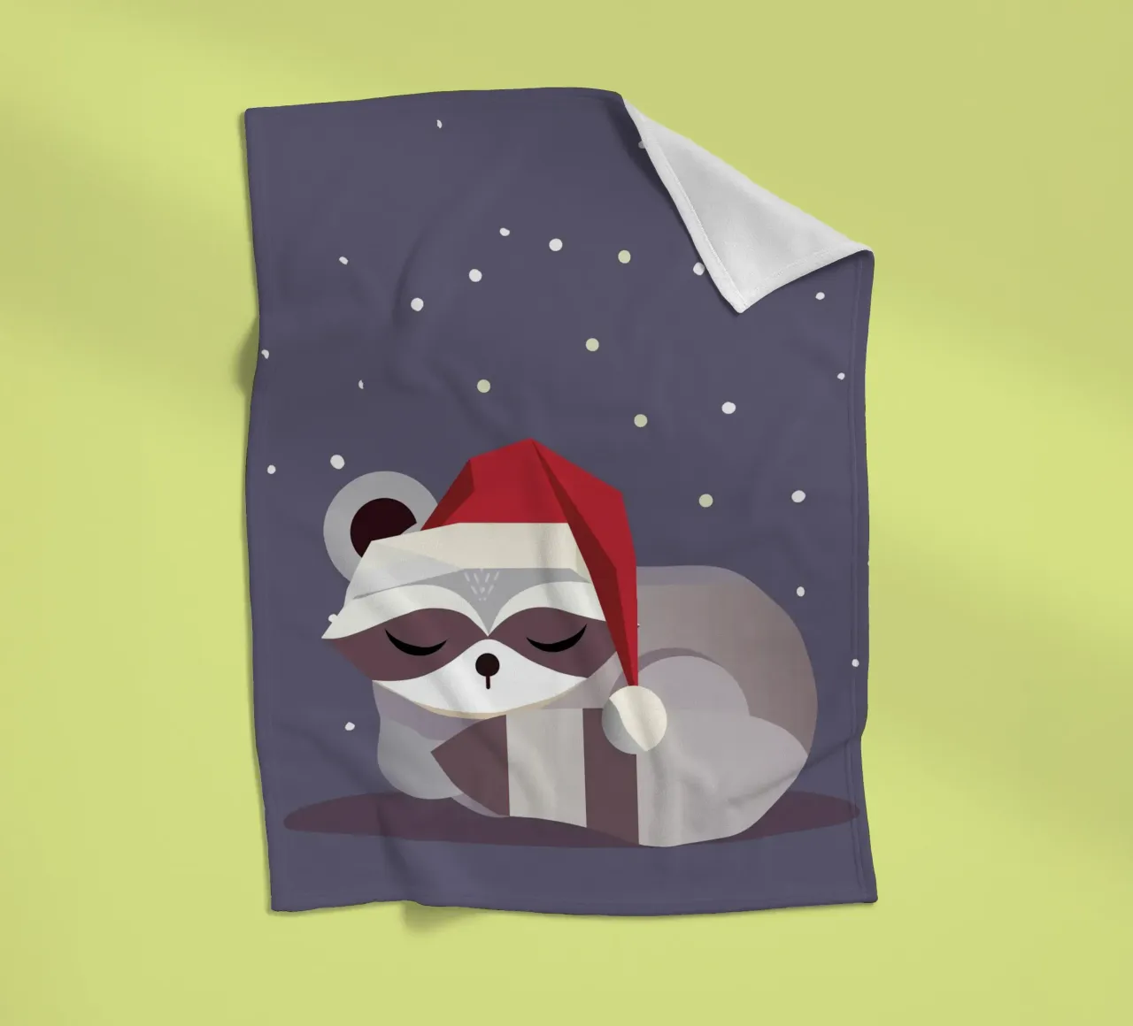 Sleeping Santa raccoon-Christmas design fleece blanket by namosh