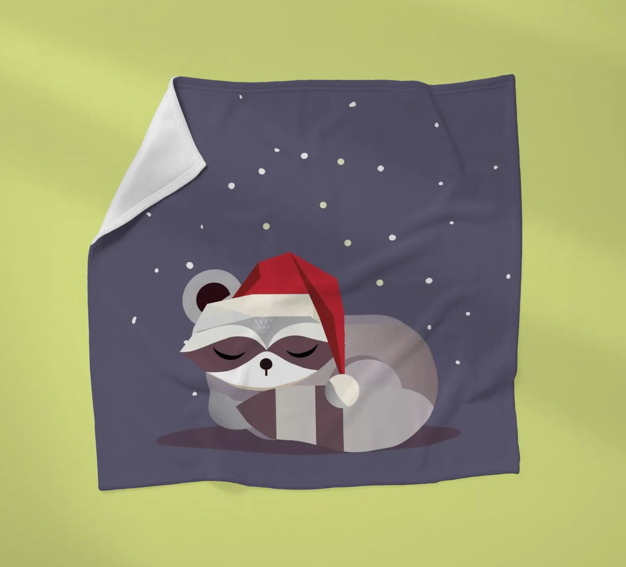 Sleeping Santa raccoon-Christmas design fleece blanket by namosh