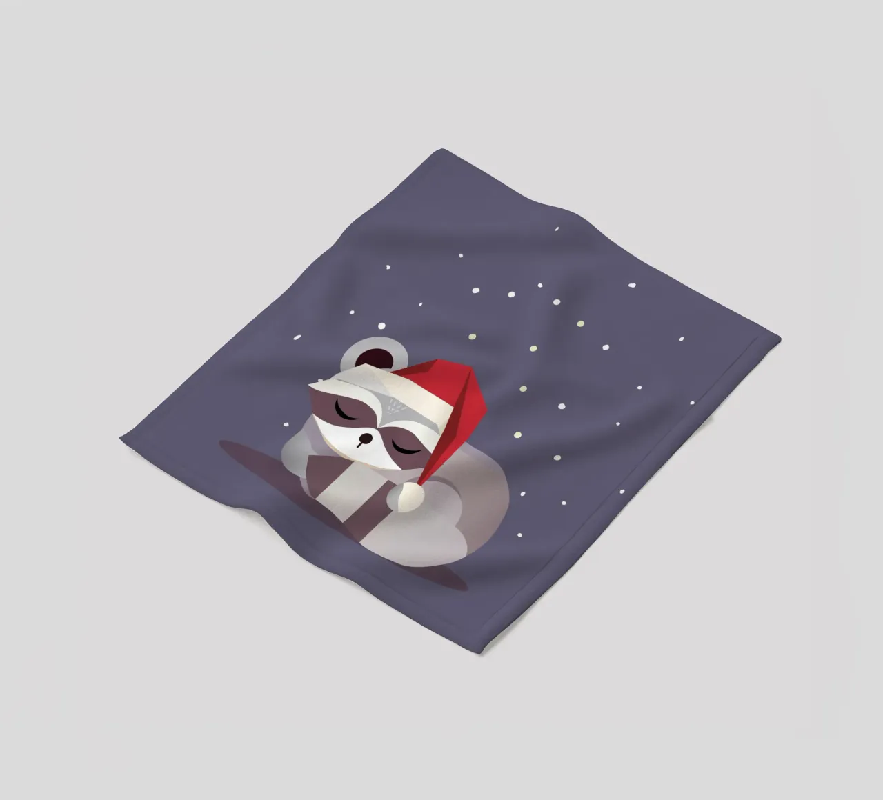 Sleeping Santa raccoon-Christmas design fleece blanket by namosh