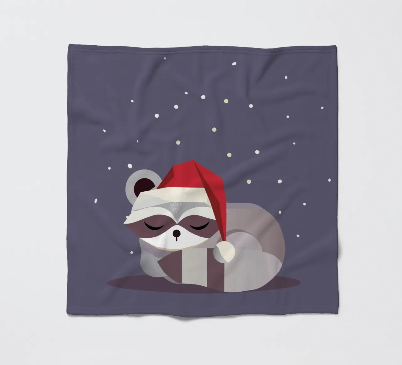 Sleeping Santa raccoon-Christmas design fleece blanket by namosh