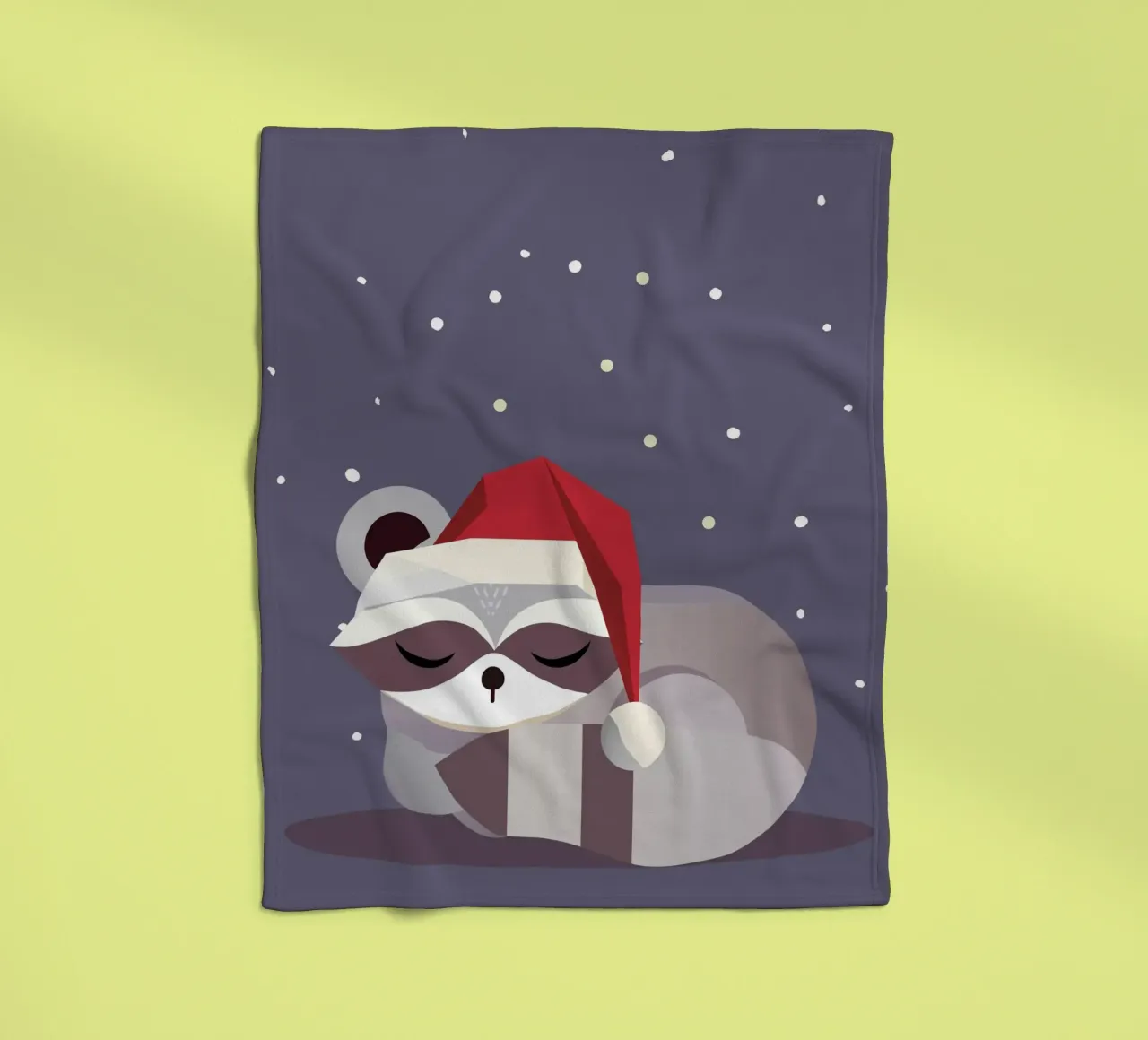 Sleeping Santa raccoon-Christmas design fleece blanket by namosh