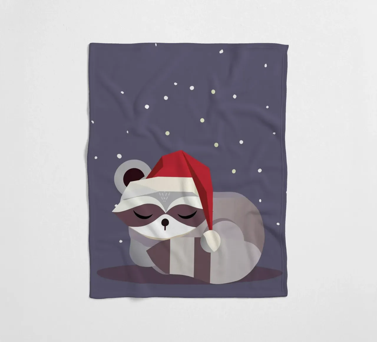 Sleeping Santa raccoon-Christmas design fleece blanket by namosh
