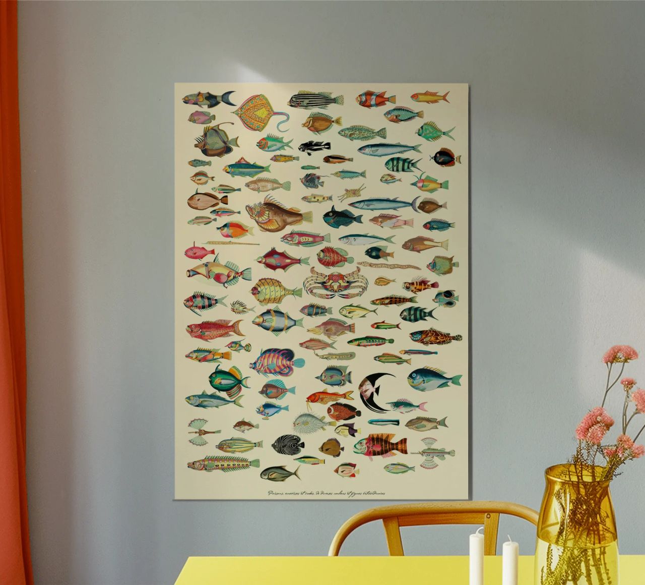 Sammlung antiker Fischillustrationen Poster von Mashtup