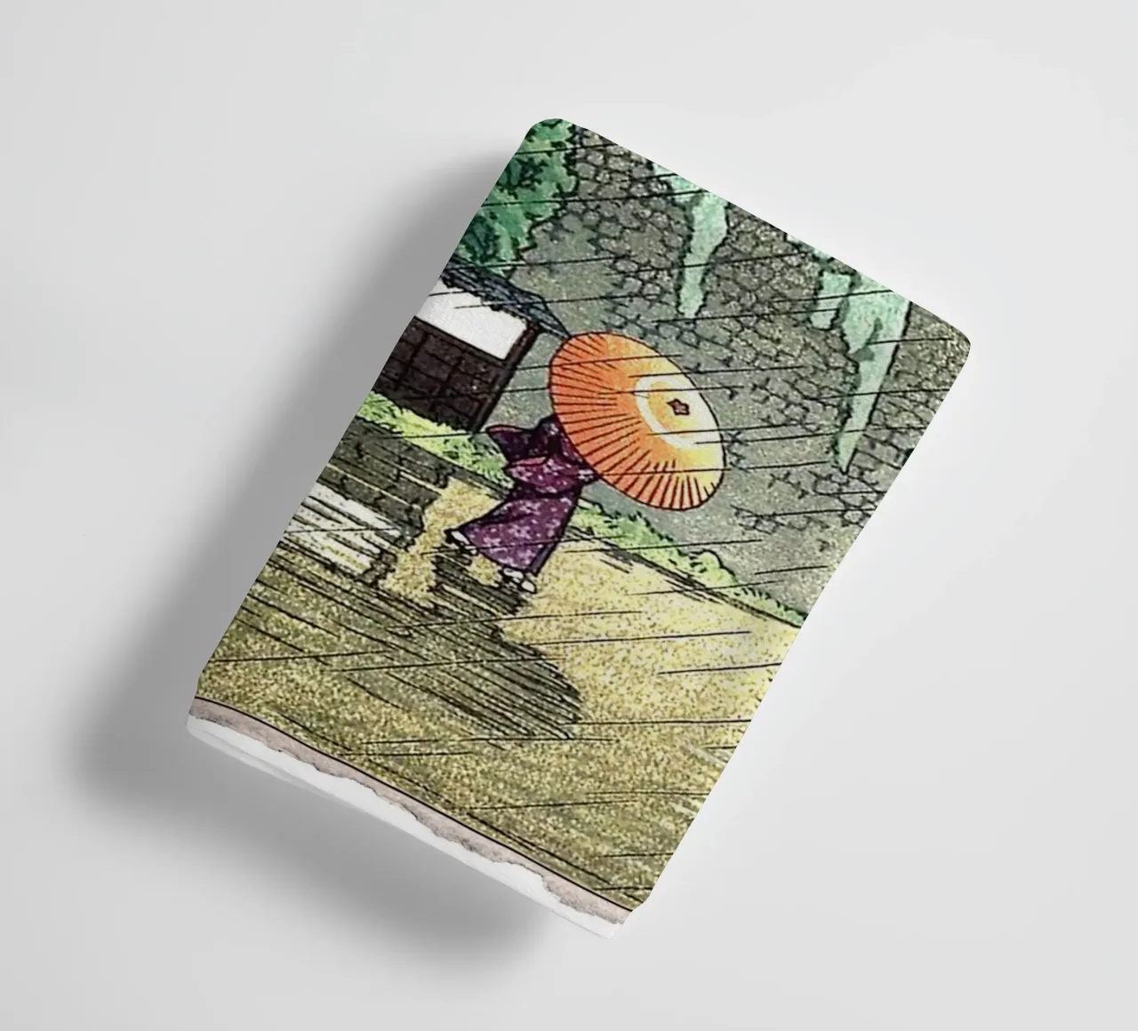Totoro bajo la lluvia - Combinación de xilografías japonesas toalla de baño de Mashtup