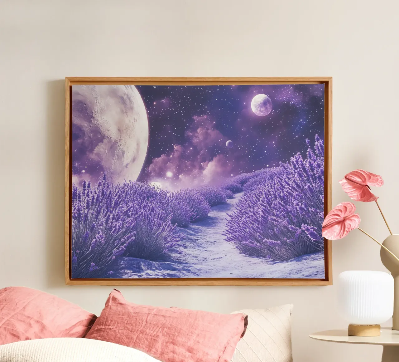 Harmonie Florale au clair de lune : L'anima dei fiori tela con Cornice a cassetta da Théïa's Fantasia World