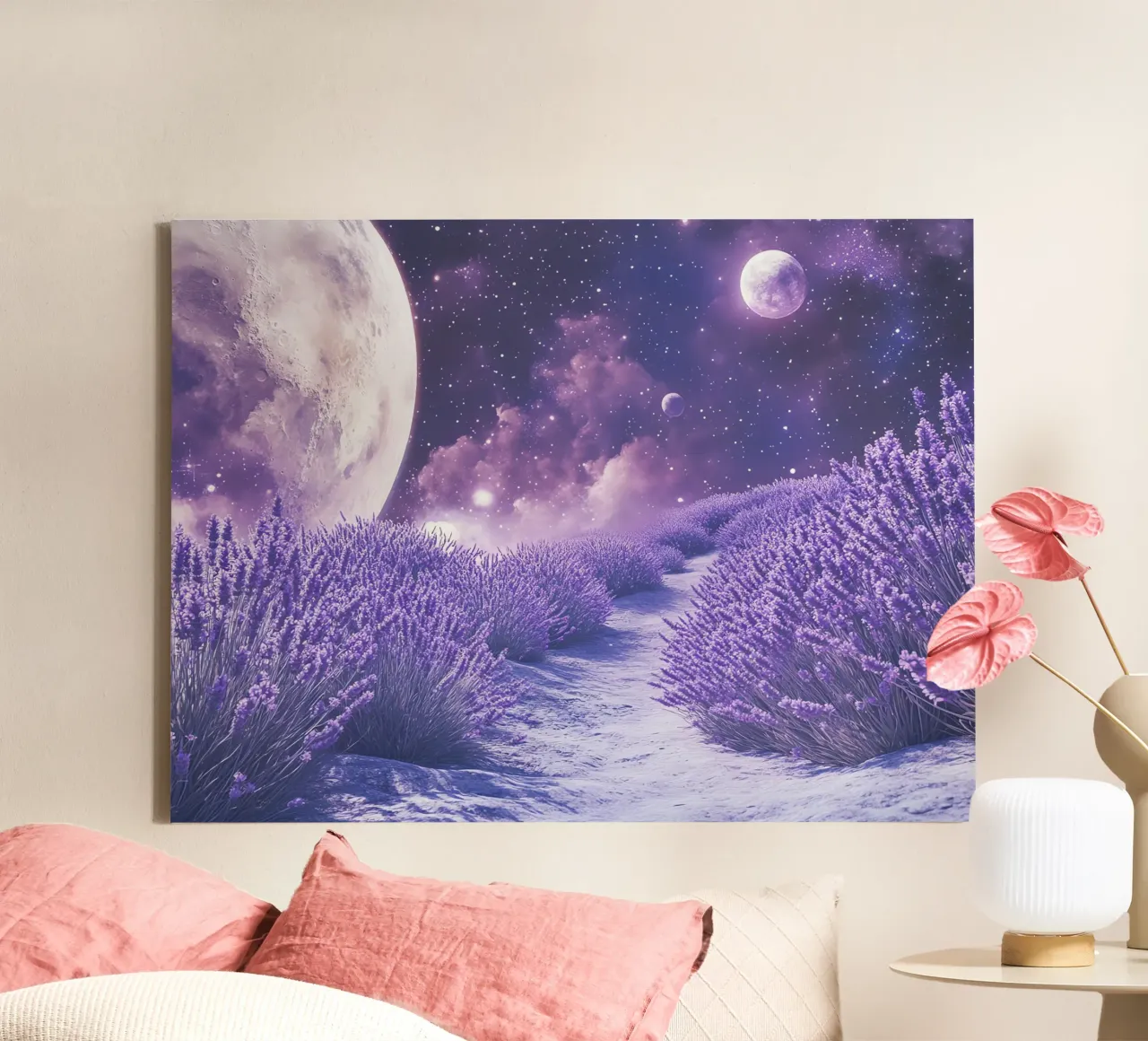 Harmonie Florale au clair de lune : L'anima dei fiori tela con Cornice a cassetta da Théïa's Fantasia World