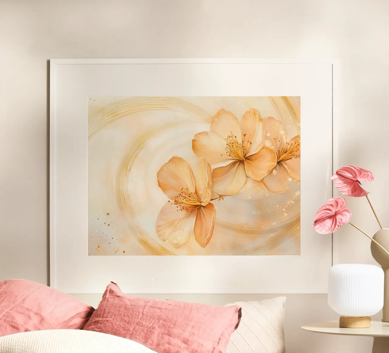 Harmonie Florale : L'anima dei fiori poster con telaio in legno da Théïa's Fantasia World