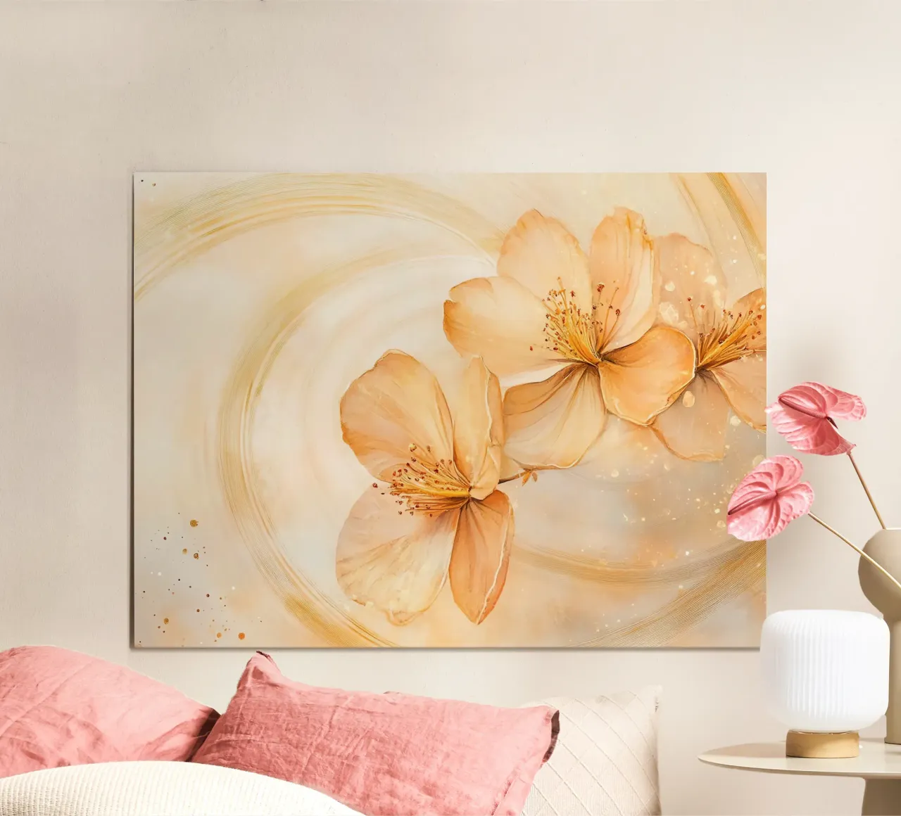 Harmonie Florale : L'anima dei fiori poster con telaio in legno da Théïa's Fantasia World