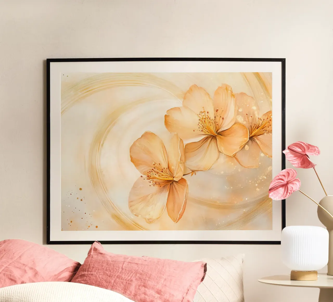 Harmonie Florale : L'anima dei fiori poster con telaio in legno da Théïa's Fantasia World