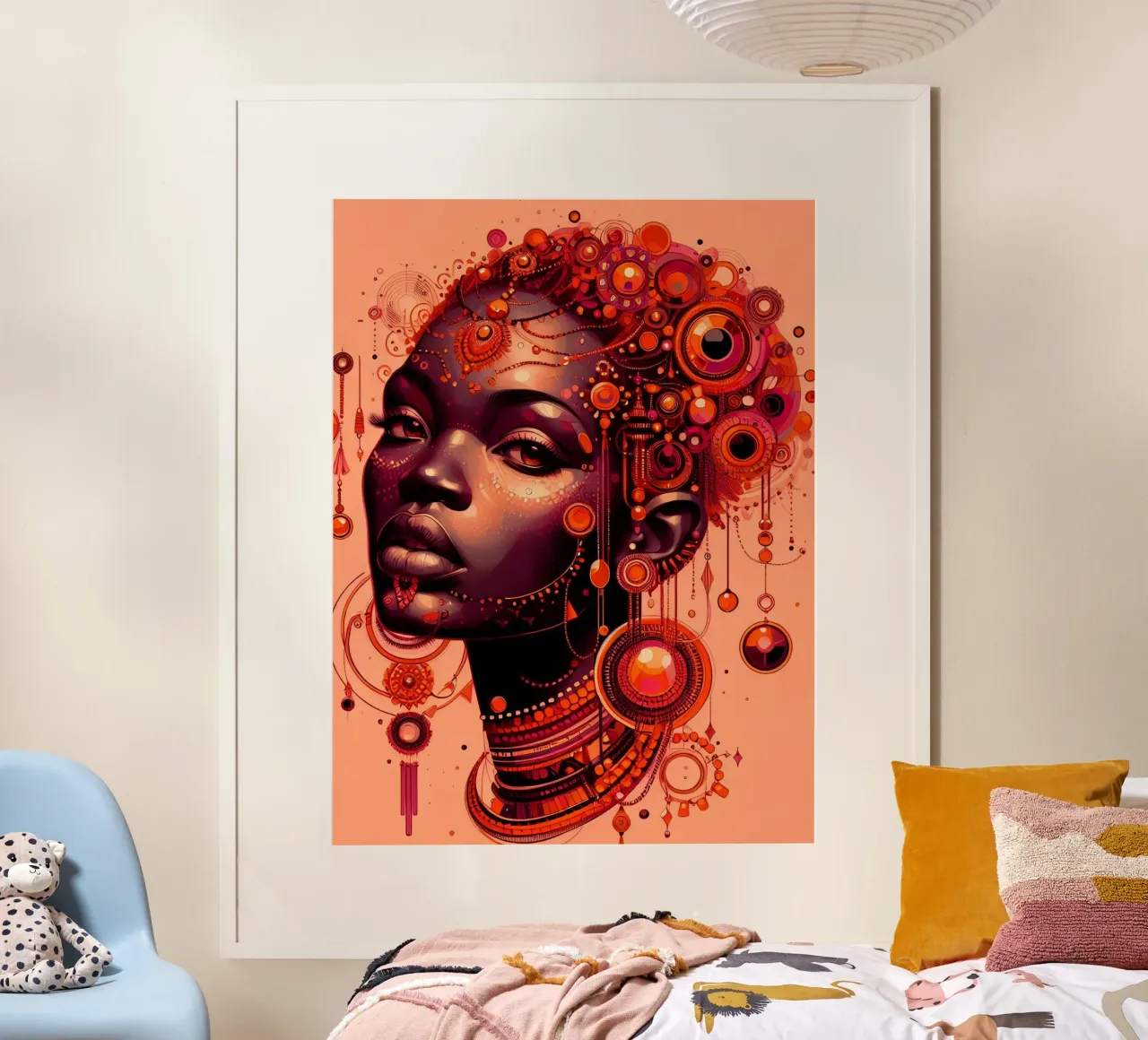 Ritratto in arancione poster con telaio in alluminio da Digital Naive