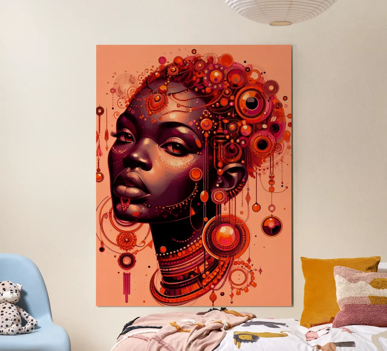 Ritratto in arancione poster con telaio in alluminio da Digital Naive