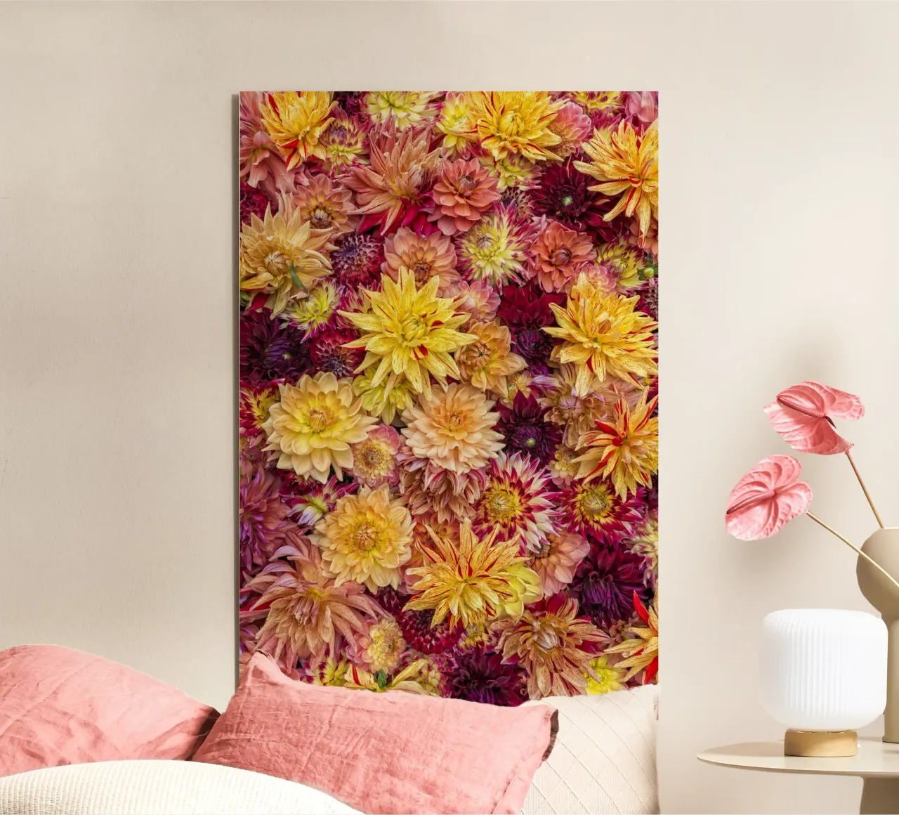 A Kaleidoscope of Color: A Field of Vibrantly Colored Dahlia alu-dibond by Curious Collections by Marielle Leenders