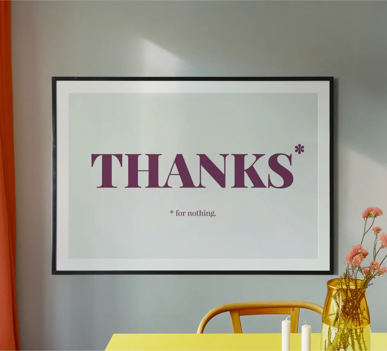 Thanks poster con telaio in legno da Chris Wharton