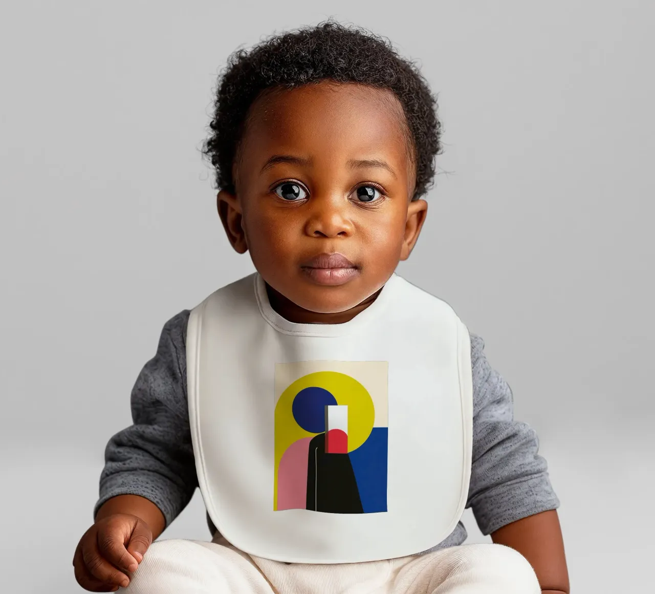 Constructivist silhouette baby bib by Geometric