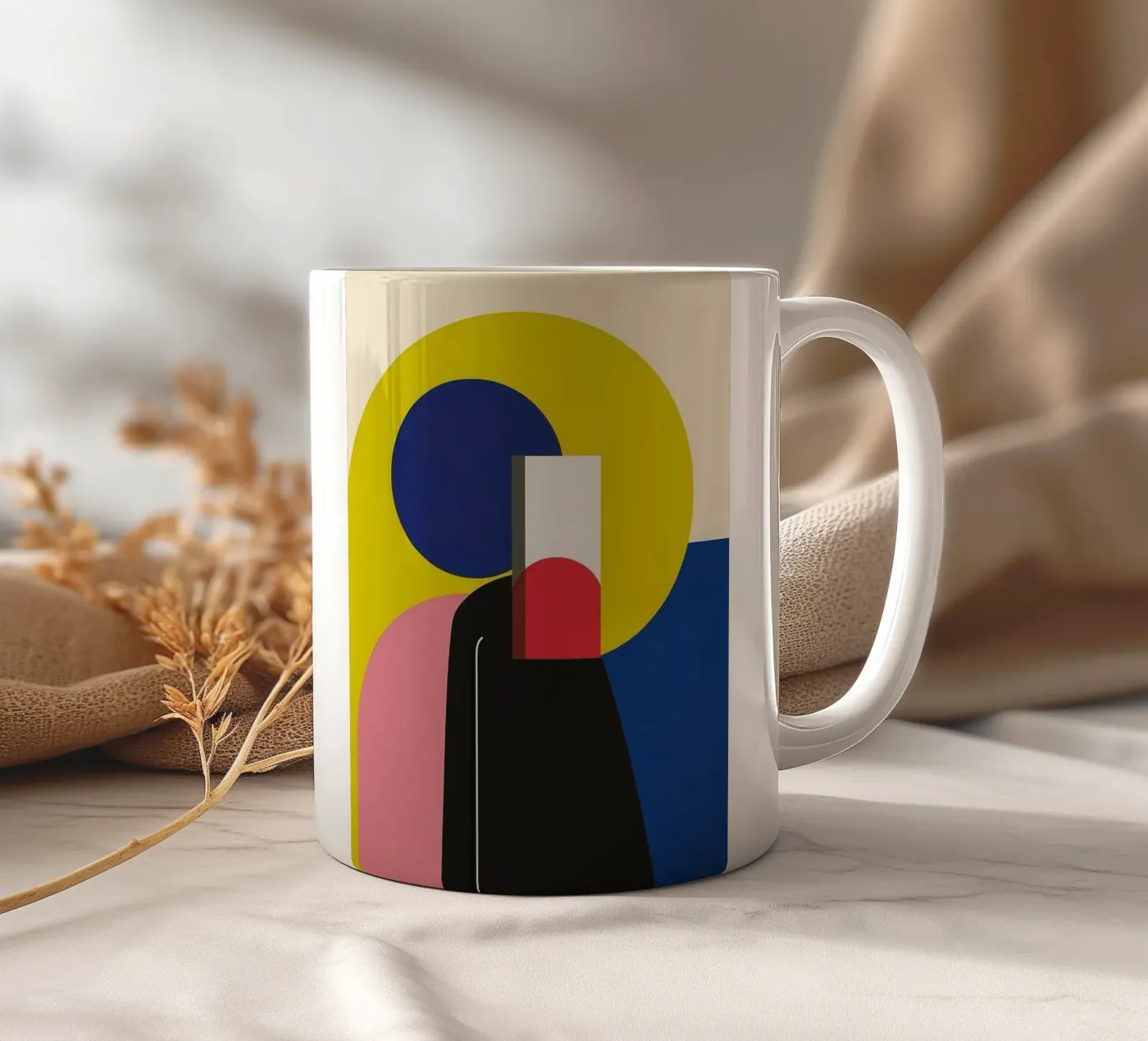 Constructivist silhouette ceramic mug by Geometric