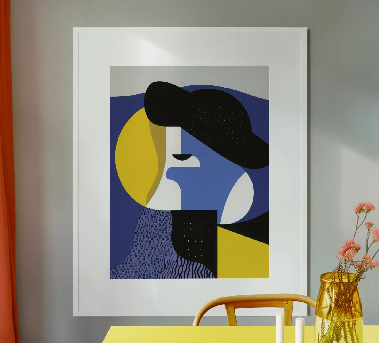 Ritratto geometrico poster con telaio in plastica da Geometric