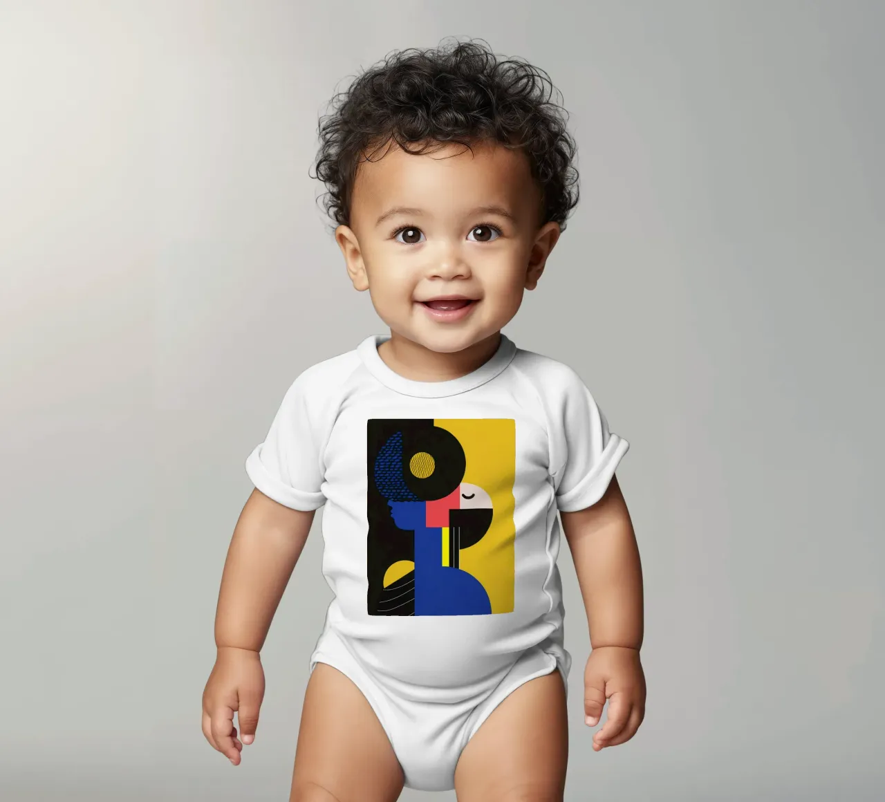 Abstract musician short-sleeve baby romper by Geometric