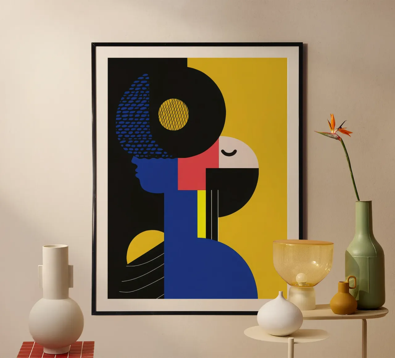 Musicista astratto poster con telaio in alluminio da Geometric