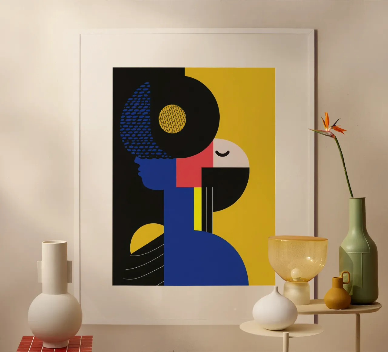 Musicista astratto poster con telaio in alluminio da Geometric