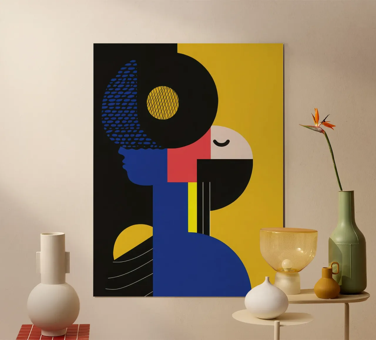 Musicista astratto poster con telaio in alluminio da Geometric