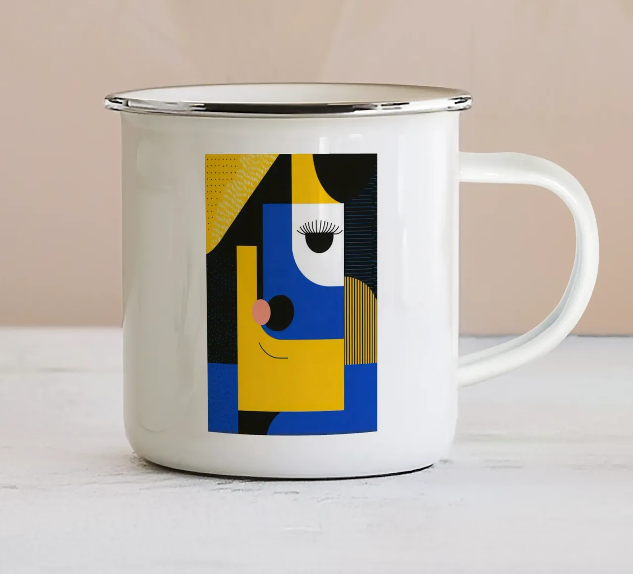 Faccia cubica tazza in smalto da Geometric