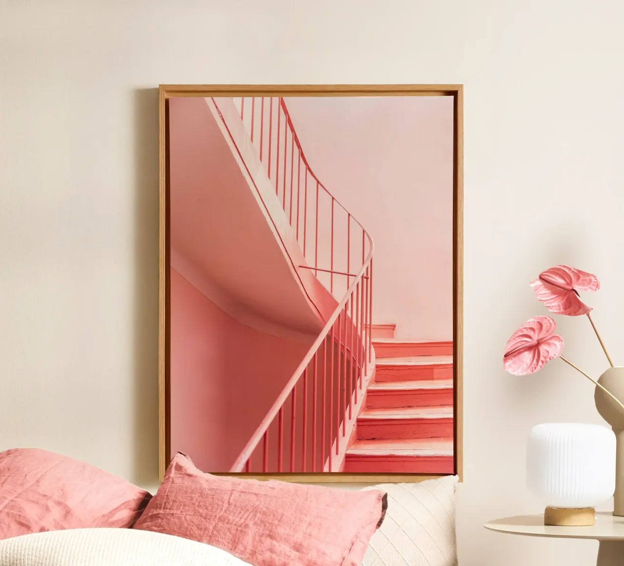 Pink Steps - Architectural Minimalism Photography tela con Cornice a cassetta da Raisa Zwart Photography