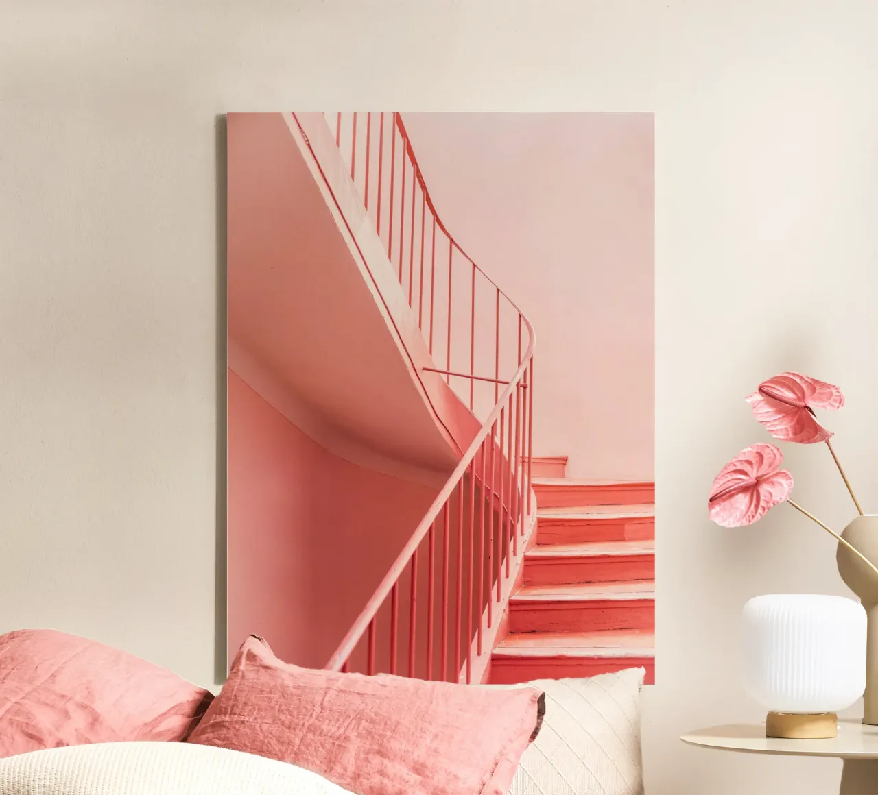Pink Steps - Architectural Minimalism Photography tela con Cornice a cassetta da Raisa Zwart Photography