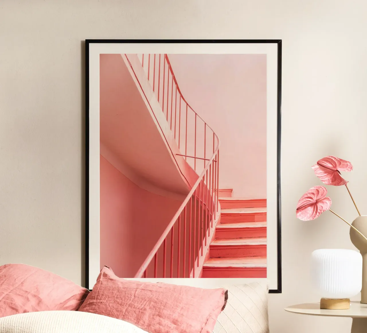 Pink Steps - Architectural Minimalism Photography carta hahnemühle da Raisa Zwart Photography