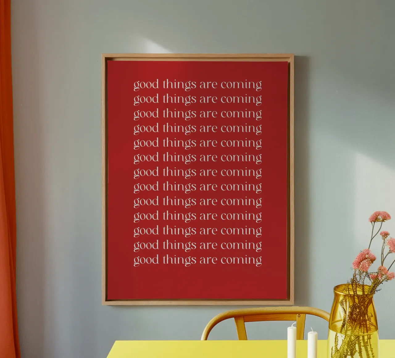 good things are coming canvas met Baklijst van ramosashop