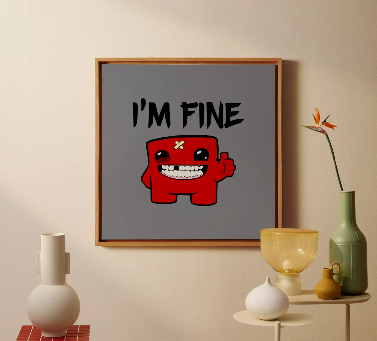 Estoy bien - Super Meat Boy lienzo de Loobs