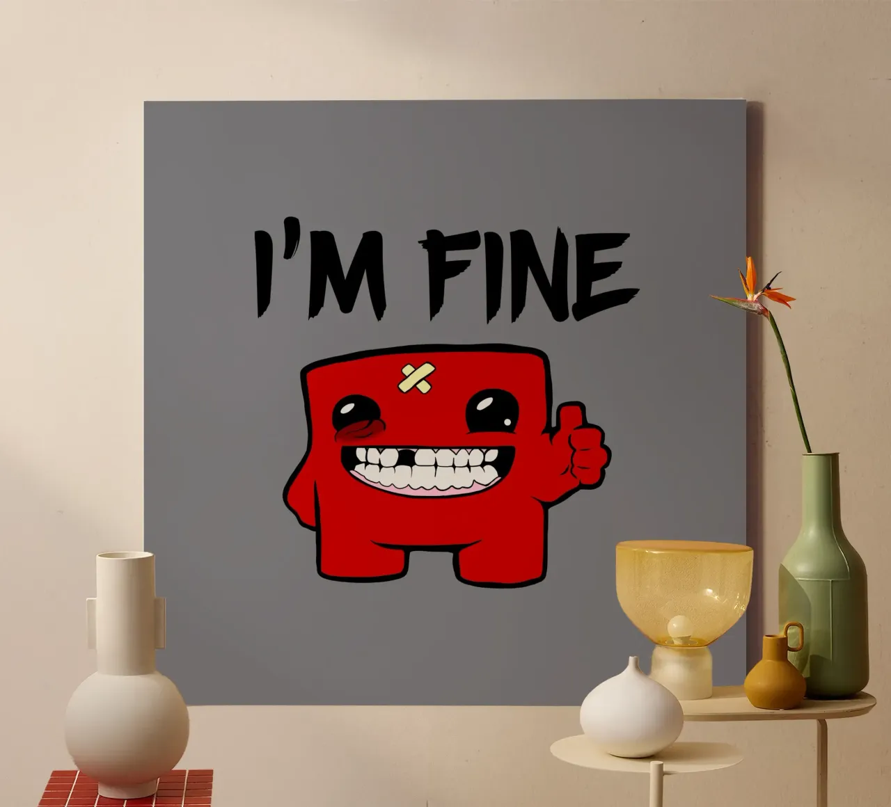 Estoy bien - Super Meat Boy lienzo de Loobs