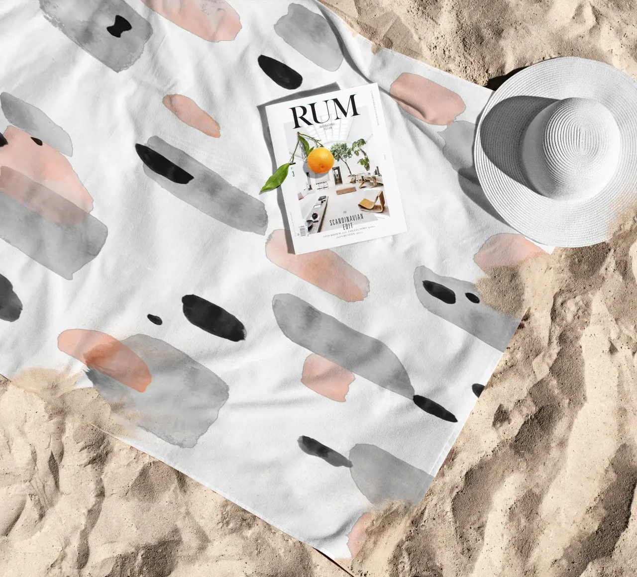 Abstract Brushstroke Pattern 01 beach towel by amini54