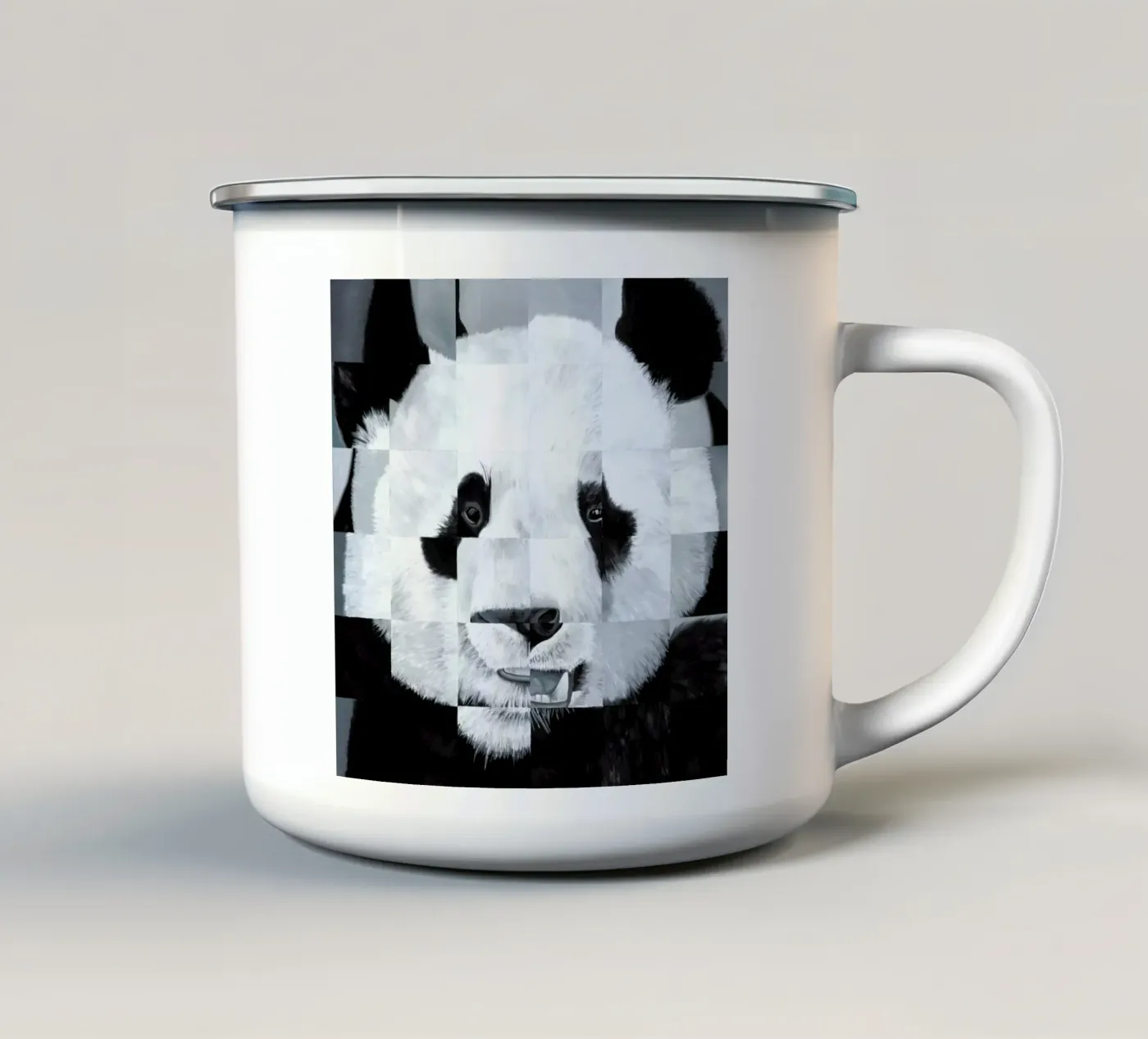 Panda enamel mug by Allison Chaplin