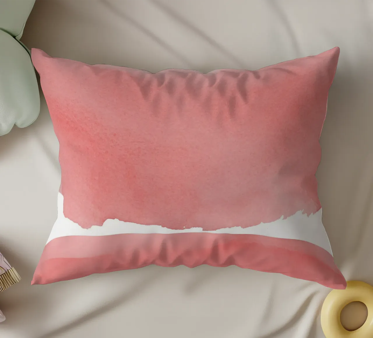 Minimal Pink Abstract 04 Mountain cuscino da amini54