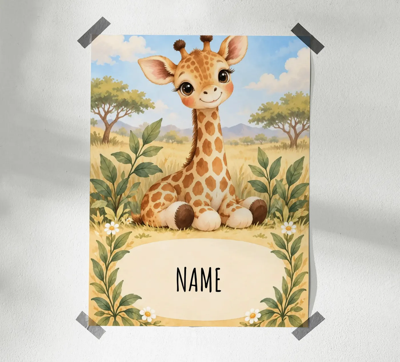 Giraffe Name poster by Babydesign