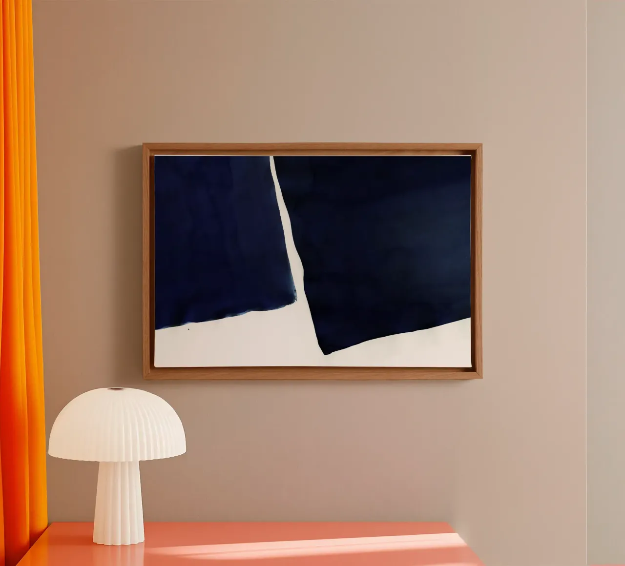 Minimal marineblauw abstract 01 canvas met Baklijst van amini54
