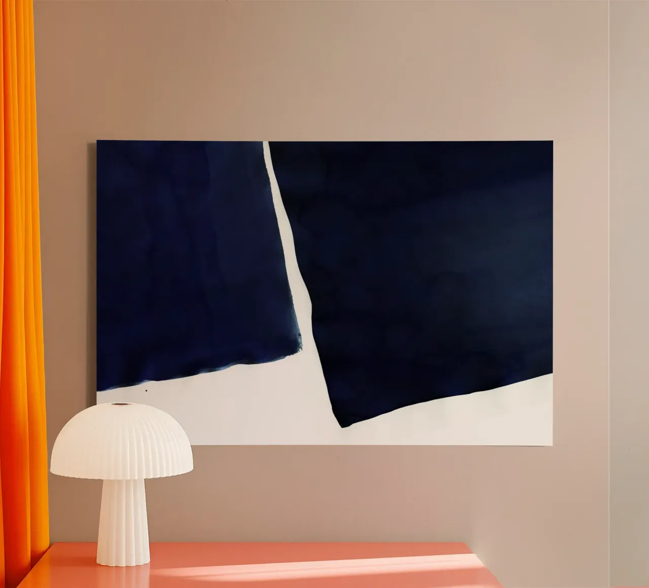 Minimal marineblauw abstract 01 canvas met Baklijst van amini54