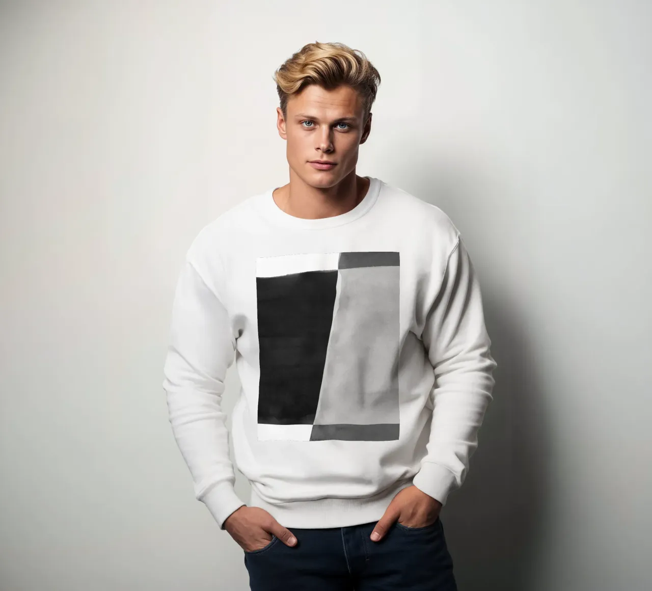 Minimale in bianco e nero astratto 06 Pennellate felpa da amini54