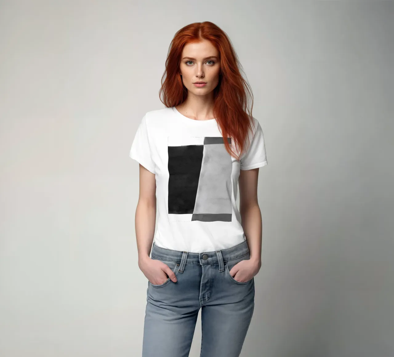 Minimale in bianco e nero astratto 06 Pennellate t-shirt da amini54