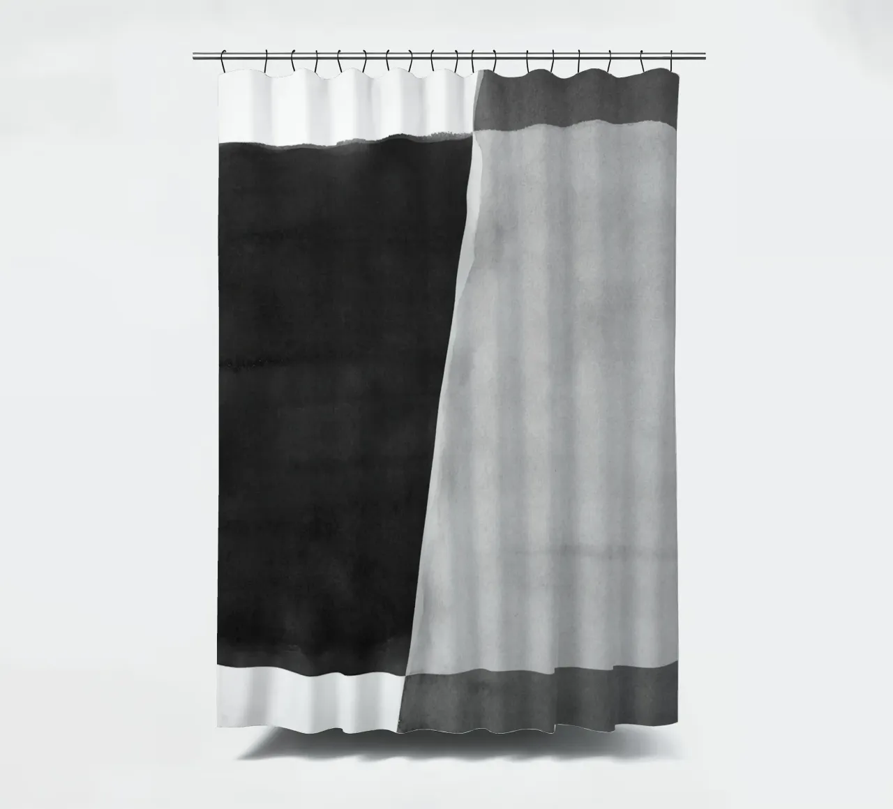 Minimale in bianco e nero astratto 06 Pennellate tenda da doccia da amini54