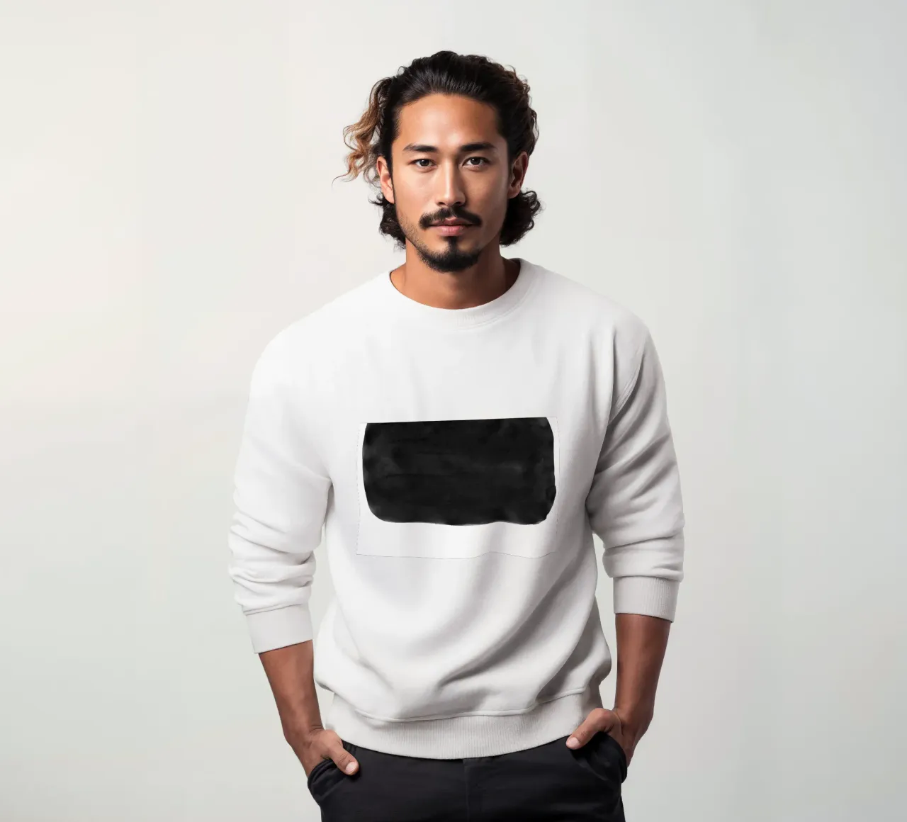 Minimale in bianco e nero astratto 05 Pennellate felpa da amini54