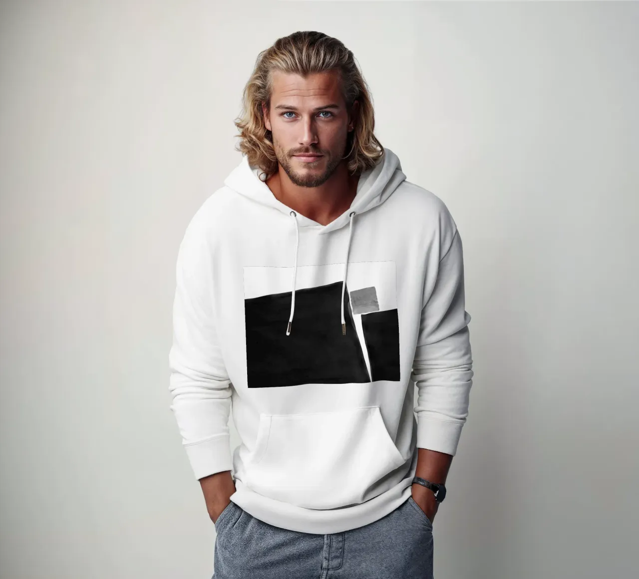 Astratto minimale in bianco e nero 04 felpa con cappuccio da amini54